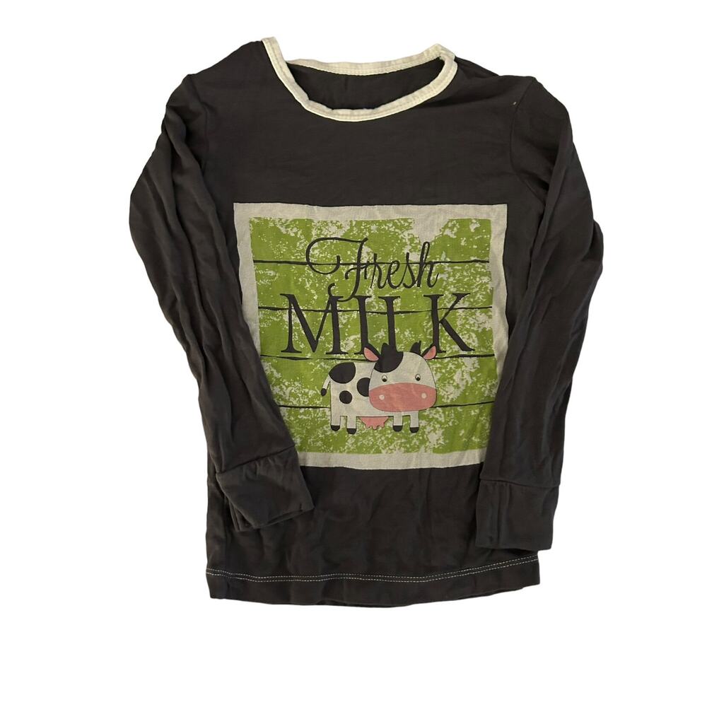 Kickee Pants Fresh Milk Cow  Pajama Top size 5